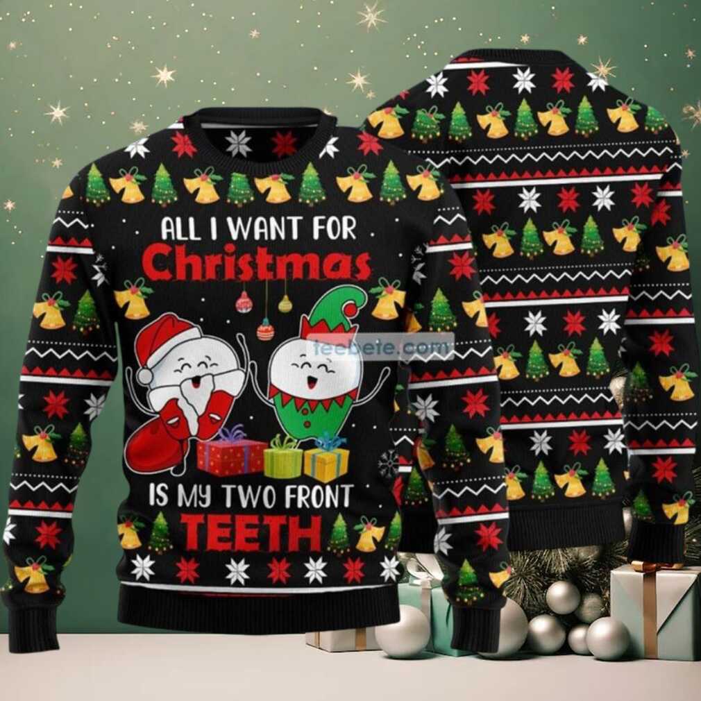 All I Want For Christmas Is My Two Front Teeth Ugly Christmas Sweaters Couples, hoodie, sweater, long sleeve and tank top All I Want For Christmas Is My Two Front Teeth Ugly Christmas Sweaters Couples