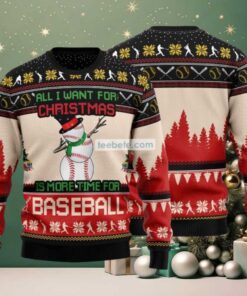All I Want For Christmas Snowman Baseball Ugly Christmas Sweaters Family