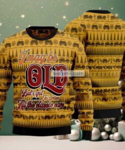 All The Classic Cars Ugly Sweaters For Couples Yellow