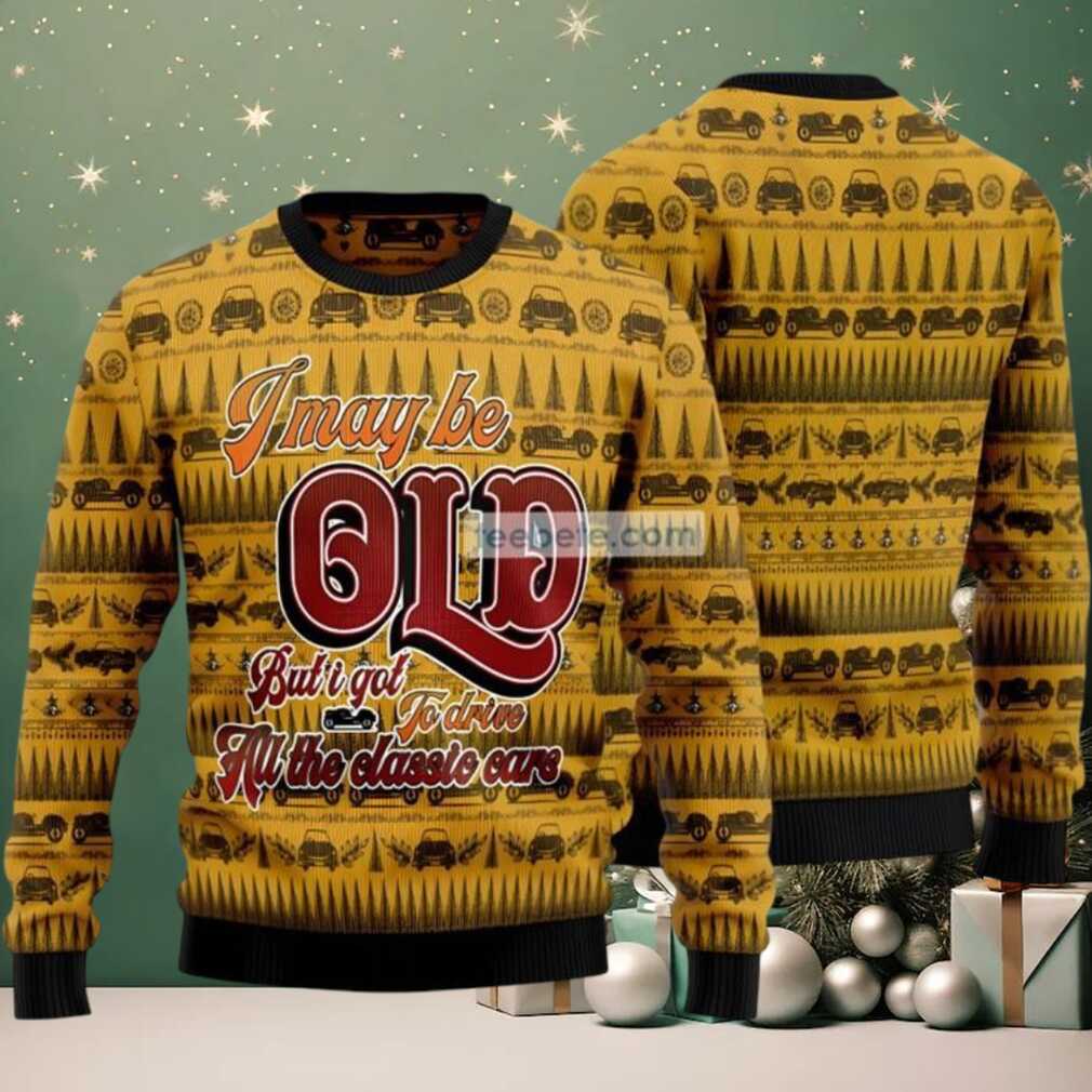 All The Classic Cars Ugly Sweaters For Couples Yellow, hoodie, sweater, long sleeve and tank top All The Classic Cars Ugly Sweaters For Couples Yellow