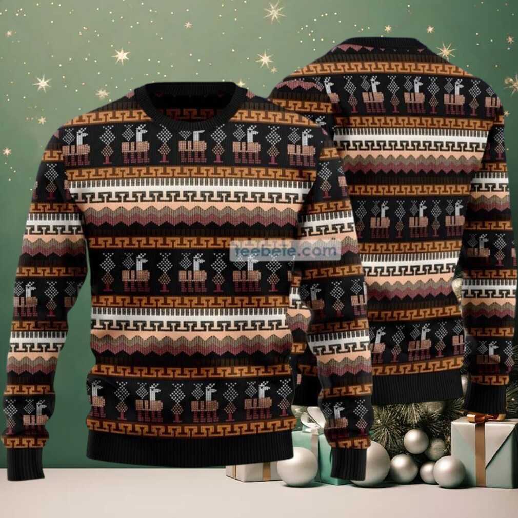 Alpaca Pattern Ugly Christmas Sweatshirt Black Best, hoodie, sweater, long sleeve and tank top Alpaca Pattern Ugly Christmas Sweatshirt