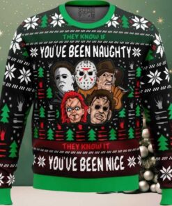 An Ugly Slasher Horror Movie Ugly Christmas Sweater, hoodie, sweater, long sleeve and tank top An Ugly Slasher Horror Movie Ugly Christmas Sweater