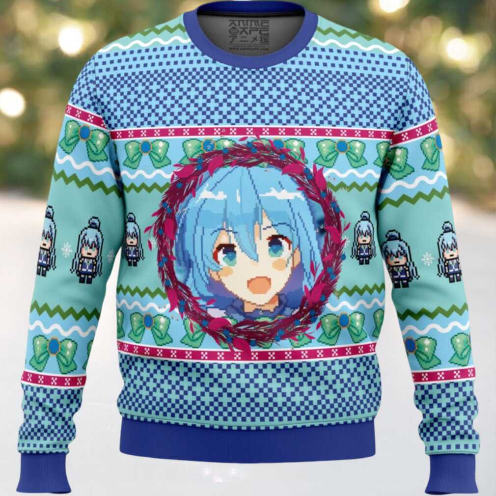Aqua KonoSuba Ugly Christmas Sweater, hoodie, sweater, long sleeve and tank top Aqua KonoSuba Ugly Christmas Sweater
