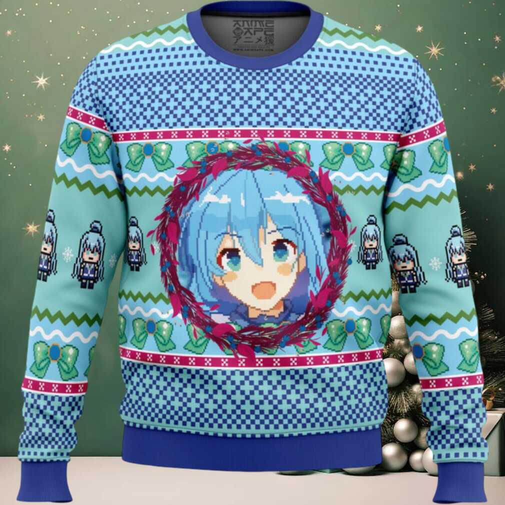 Aqua KonoSuba Ugly Christmas Sweater, hoodie, sweater, long sleeve and tank top Aqua KonoSuba Ugly Christmas Sweater