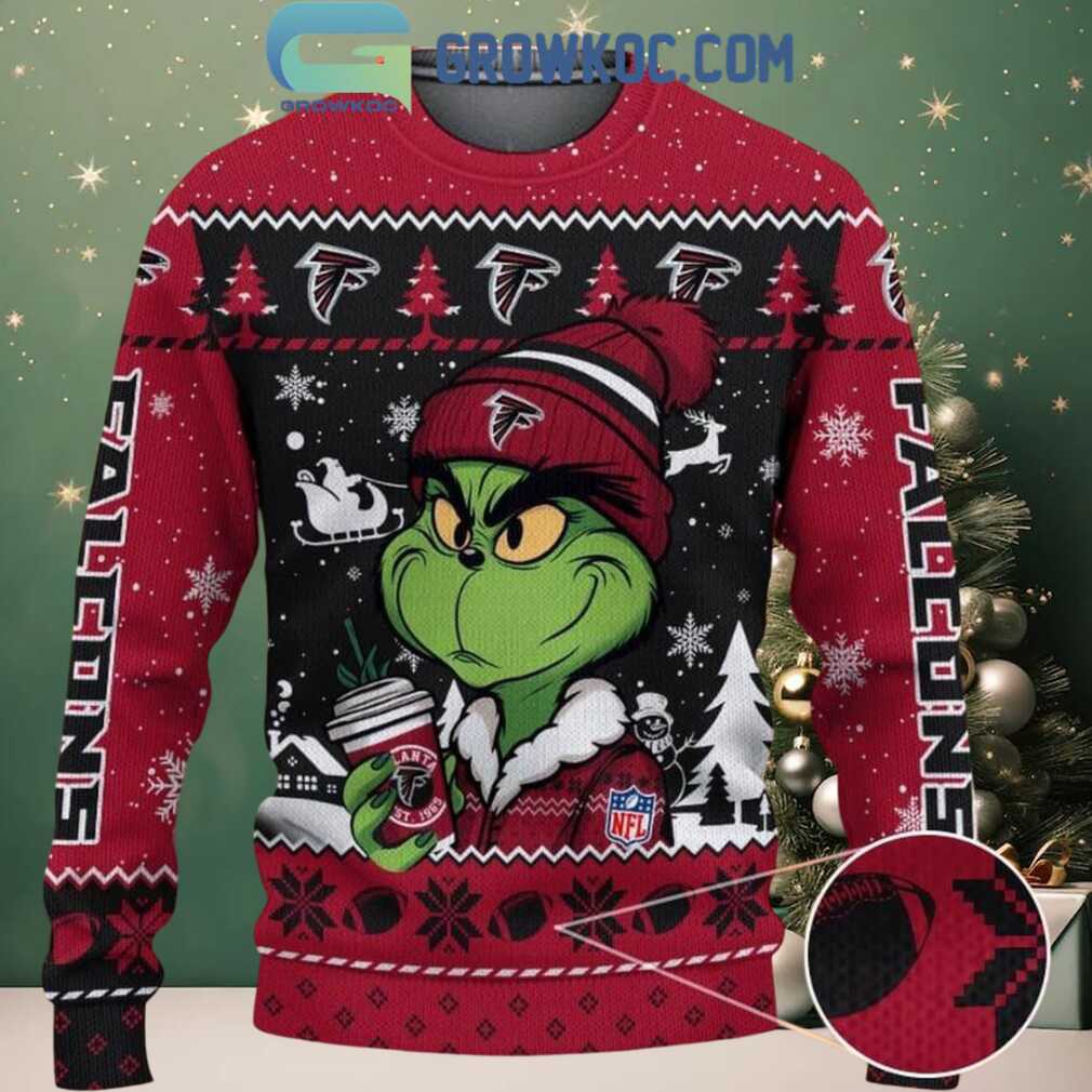Atlanta Falcons Grinch Stolen Christmas 2025 Grinchmas Ugly Sweater, hoodie, sweater, long sleeve and tank top Atlanta Falcons Grinch Stolen Christmas 2025 Grinchmas Ugly Sweater - Front View