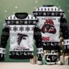 Black Ugly Christmas Sweater with Red and White Snowflake and Gift Pattern Featuring Nurse Santa