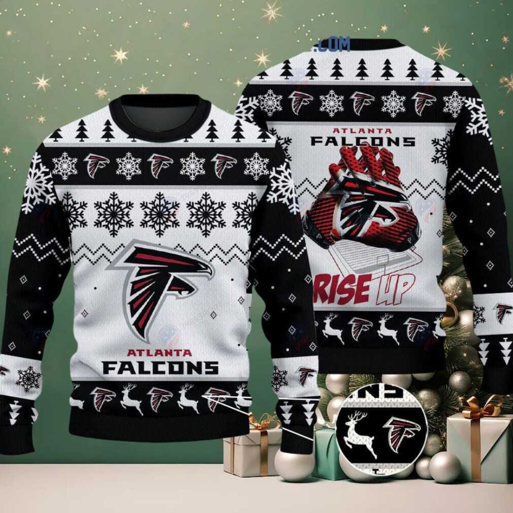 Atlanta Falcons Rise Up Christmas Ugly Sweater, hoodie, sweater, long sleeve and tank top Atlanta Falcons Rise Up Christmas Ugly Sweater - Front View