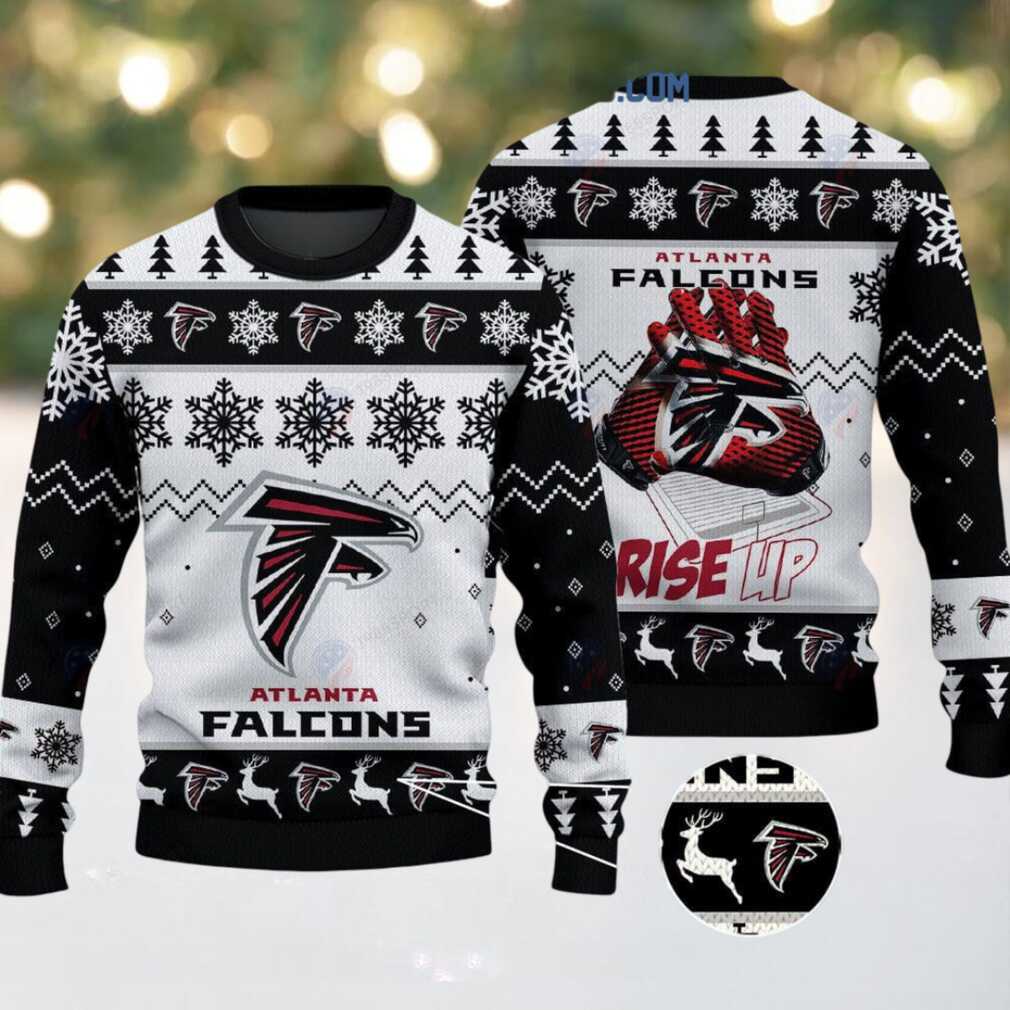 Atlanta Falcons Rise Up Christmas Ugly Sweater, hoodie, sweater, long sleeve and tank top Atlanta Falcons Rise Up Christmas Ugly Sweater - Back View