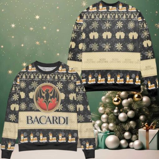 Bacardi Rum Snowflake Pattern Ugly Christmas Sweater
