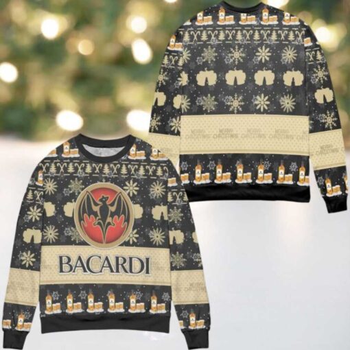 Bacardi Rum Snowflake Pattern Ugly Christmas Sweater