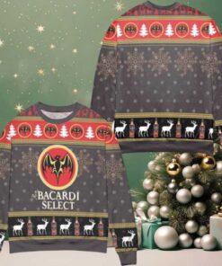 Bacardi Select Reindeer Snowflake Pattern Ugly Christmas Sweater