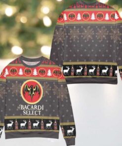 Bacardi Select Reindeer Snowflake Pattern Ugly Christmas Sweater