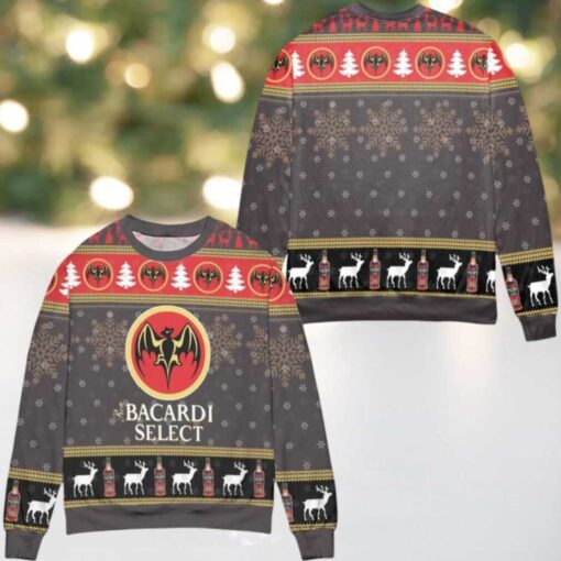 Bacardi Select Reindeer Snowflake Pattern Ugly Christmas Sweater
