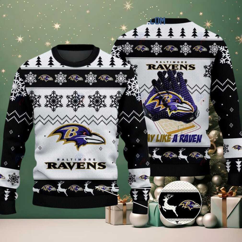 Baltimore Ravens Play Like A Raven Christmas Ugly Sweater Baltimore Ravens Play Like A Raven Christmas Ugly Sweater