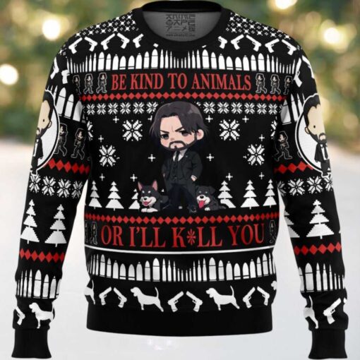 Be Kind to Animals John Wick Ugly Christmas Sweater
