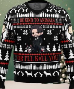 Be Kind to Animals John Wick Ugly Christmas Sweater