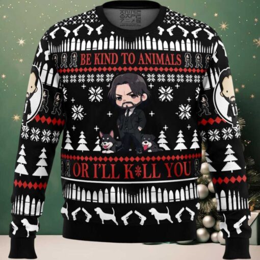 Be Kind to Animals John Wick Ugly Christmas Sweater