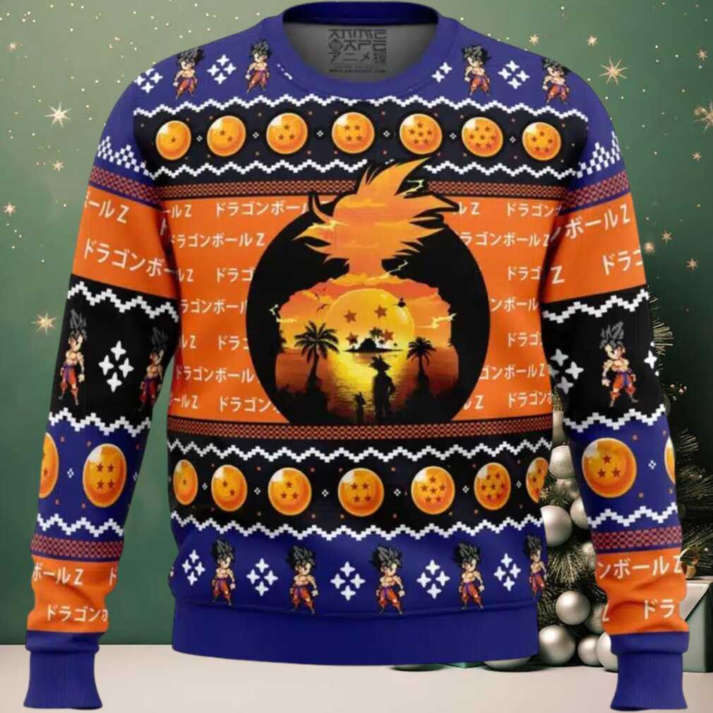 Beautiful Sunset Dragon Ball Z Ugly Christmas Sweater, hoodie, sweater, long sleeve and tank top Beautiful Sunset Dragon Ball Z Ugly Christmas Sweater secondary image