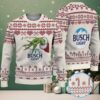 Cream & Blue Geometric Pattern “Busch Light Grinch Santa” Ugly Christmas Sweater