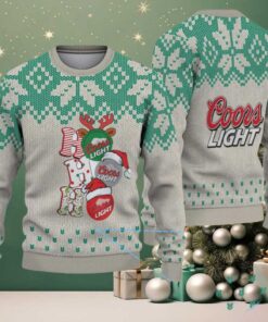 Beige & Green Knit Pattern “Stacked Holiday Gifts” Coors Light Ugly Christmas Sweater