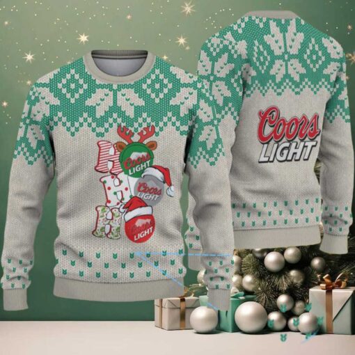 Beige & Green Knit Pattern “Stacked Holiday Gifts” Coors Light Ugly Christmas Sweater
