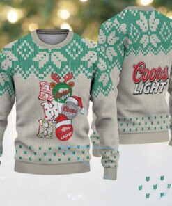 Beige & Green Knit Pattern “Stacked Holiday Gifts” Coors Light Ugly Christmas Sweater