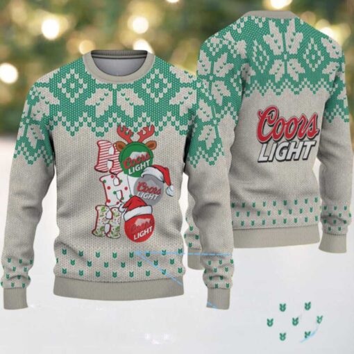 Beige & Green Knit Pattern “Stacked Holiday Gifts” Coors Light Ugly Christmas Sweater