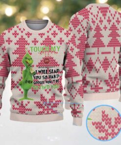 Beige Red Jameson Grinch Touch My Whiskey Christmas Ugly Sweater, hoodie, sweater, long sleeve and tank top Beige Red Jameson Grinch Touch My Whiskey Christmas Ugly Sweater