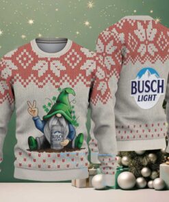 Beige & Red Snowflake Pattern “Busch Light Drunk Gnome” Ugly Christmas Sweater