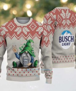 Beige & Red Snowflake Pattern “Busch Light Drunk Gnome” Ugly Christmas Sweater