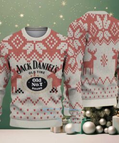 Beige and Red Fair Isle Ugly Christmas Sweater Jack Daniel’s Old No. 7 Logo with Reindeer Pattern Beige and Red Fair Isle Ugly Christmas Sweater Jack Daniel’s Old No. 7 Logo with Reindeer Pattern
