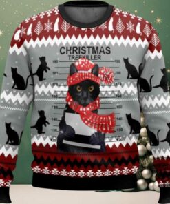 Black Cat Christmas Tree Killer Ugly Christmas Sweater