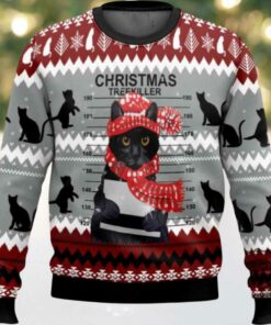 Black Cat Christmas Tree Killer Ugly Christmas Sweater