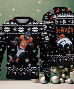 Black Denver Broncos Snowflake Pattern Vintage Ugly Christmas Sweater – Orange Jersey Design