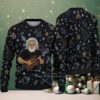 Navy Blue & Red Santa Claus Face with Gift Box Hearts Pattern – Vintage Ugly Christmas Sweater