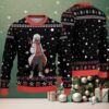 Red Ugly Christmas Sweater with White Snowflake Pattern Featuring Jesus Riding Dinosaur