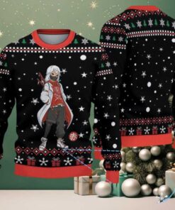 Black Red White Snowflake Gift Pattern Anime Ninja Ugly Christmas Sweater