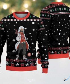 Black Red White Snowflake Gift Pattern Anime Ninja Ugly Christmas Sweater