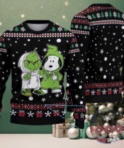 Black Red and Green Snowflake Grinch x Snoopy Tito’s Handmade Vodka Ugly Christmas Sweater