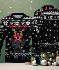 Black Snowflake Fair Isle Ugly Christmas Sweater Stranger Things Demogorgon Krampus Theme Black Snowflake Fair Isle Ugly Christmas Sweater Stranger Things Demogorgon Krampus Theme