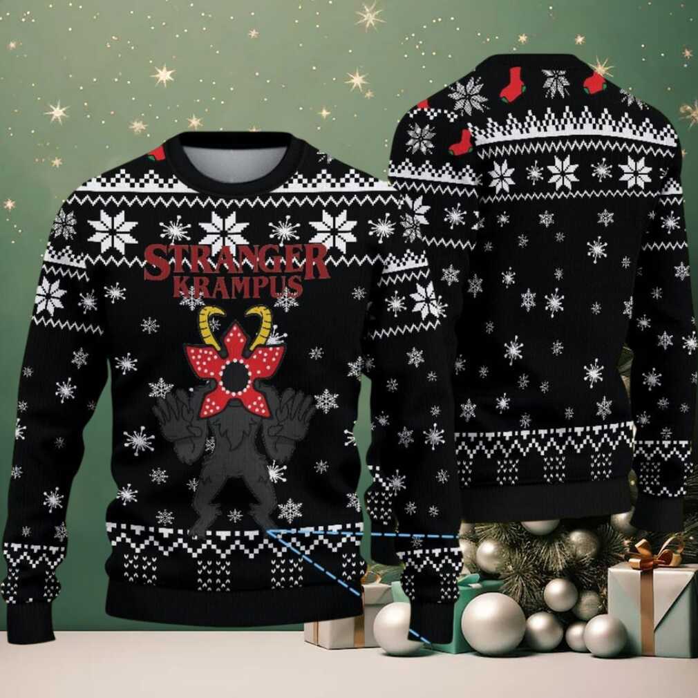 Black Snowflake Fair Isle Ugly Christmas Sweater Stranger Things Demogorgon Krampus Theme Black Snowflake Fair Isle Ugly Christmas Sweater Stranger Things Demogorgon Krampus Theme