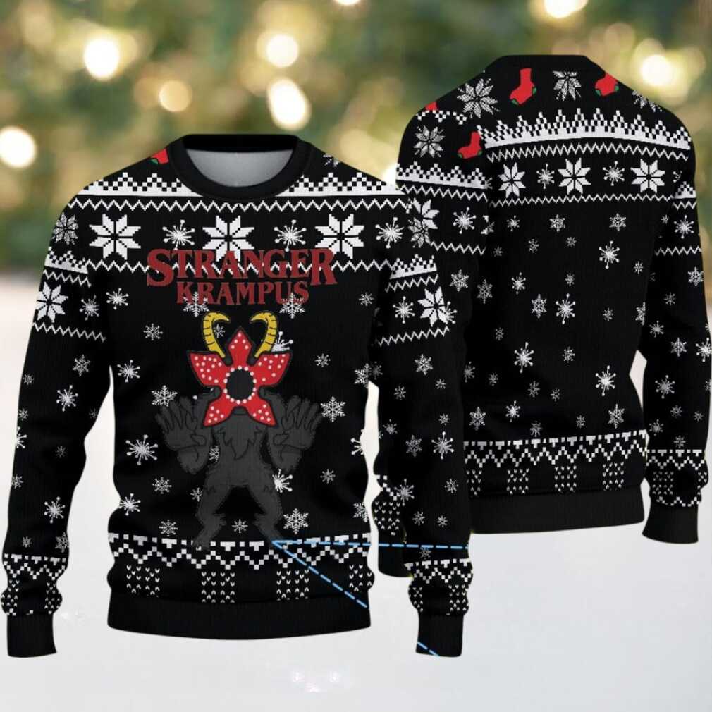Black Snowflake Fair Isle Ugly Christmas Sweater Stranger Things Demogorgon Krampus Theme Black Snowflake Fair Isle Ugly Christmas Sweater Stranger Things Demogorgon Krampus Theme