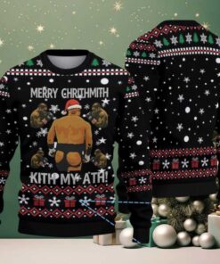 Black Snowflake & Gift Pattern Merry Chrithmith Kiss My Ath Mike Tyson Ugly Christmas Sweater Black Snowflake & Gift Pattern Merry Chrithmith Kiss My Ath Mike Tyson Ugly Christmas Sweater