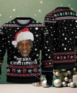 Black Snowflake & Gift Pattern Merry Chrithmith Santa Hat Mike Tyson Ugly Christmas Sweater Black Snowflake & Gift Pattern Merry Chrithmith Santa Hat Mike Tyson Ugly Christmas Sweater