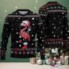 Navy Blue Ugly Christmas Sweater with Green and Beige Geometric Patterns Featuring Pokémon Pikachu and Eevee Duo