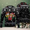 Dark Blue Ugly Christmas Sweater with Heart and Snowflake Patterns Featuring Pokémon Team Rocket Jessie James and Meowth