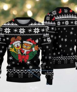 Black Ugly Christmas Sweater with White Snowflake Pattern Featuring Chivas Themed Festive Cartoon