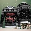 Navy Ugly Christmas Sweater with White Snowflake Pattern Featuring Santa Dinosaur