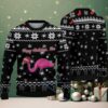Navy Ugly Christmas Sweater with Green Tree Pattern Featuring Santa Hugging Dinosaur