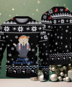 Black & White “Happy Hanukkah” South Park Character Snowflake Pattern – Vintage Ugly Christmas Sweater Black & White “Happy Hanukkah” South Park Character Snowflake Pattern – Vintage Ugly Christmas Sweater